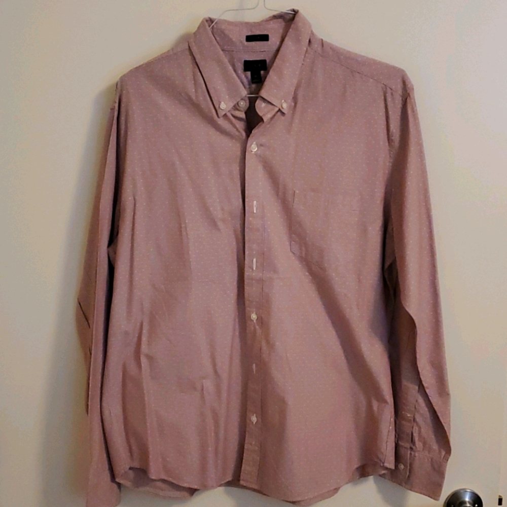 J. Crew Shirt Magenta Stripe w/ Wh Accent XL